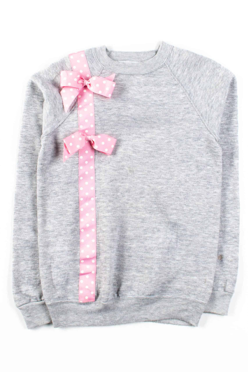 Pink Polka Dot Ribbon Sweatshirt