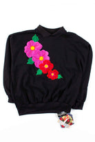 Black Floral Collared Sweatshirt