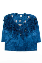 Blue Tie Dye Beaded Fringe Sweatshirt
