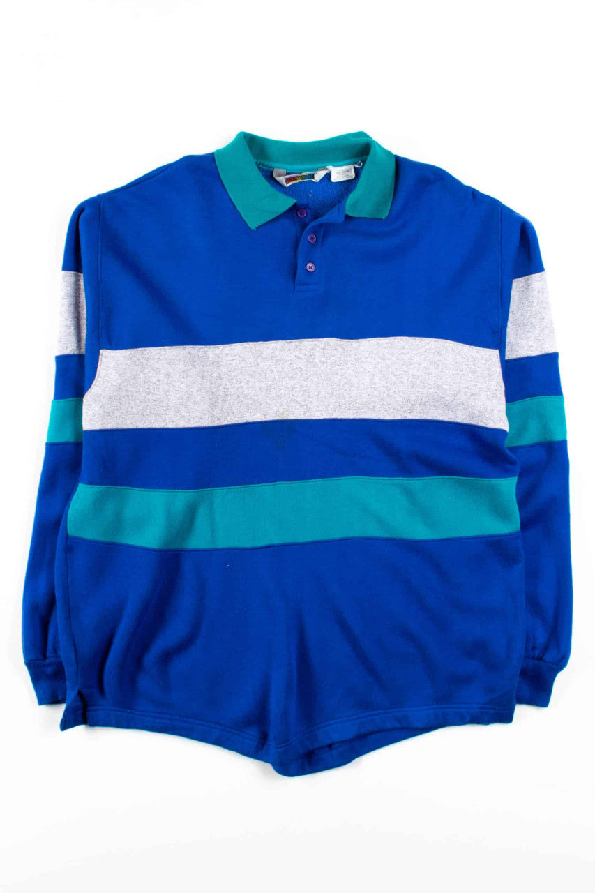 Blue Striped Polo Sweatshirt 1