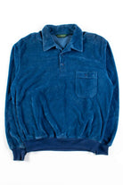 Blue Velvet Button Collar Sweatshirt