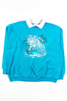 Teal Cat Collared Sweatshirt