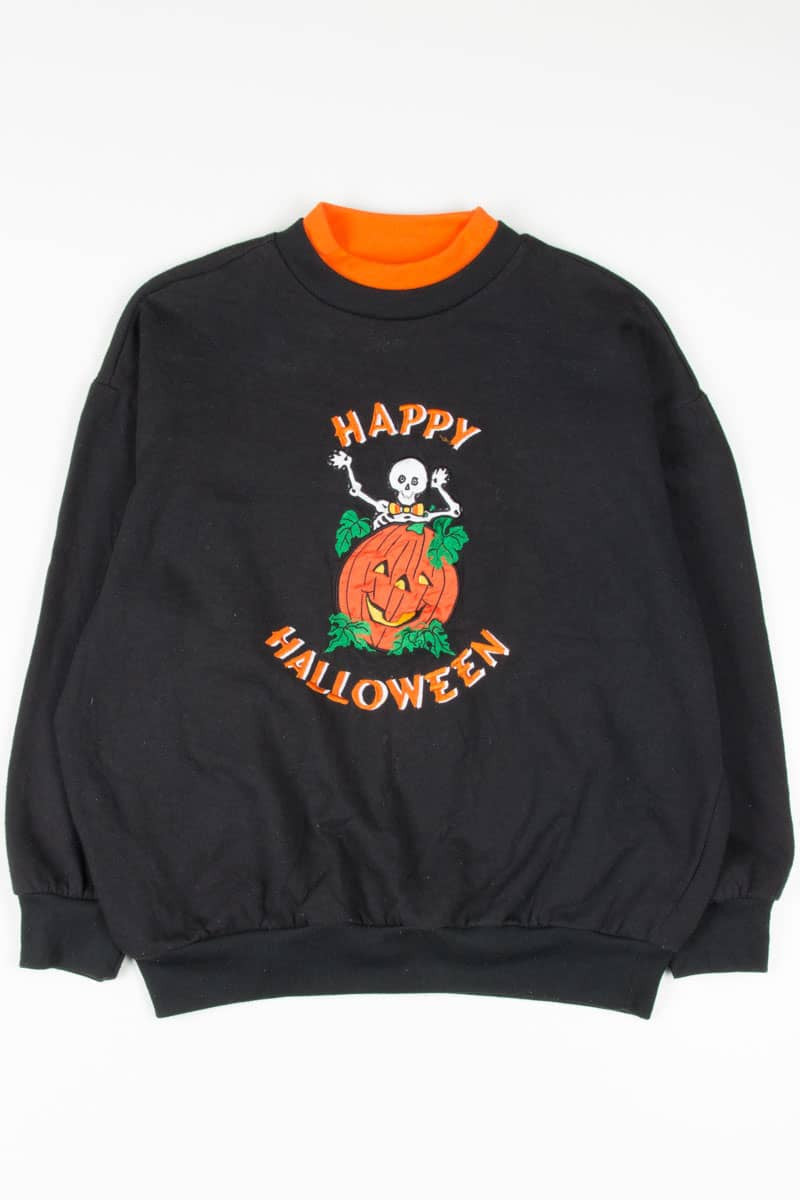 Embroidered Skeleton Halloween Sweatshirt