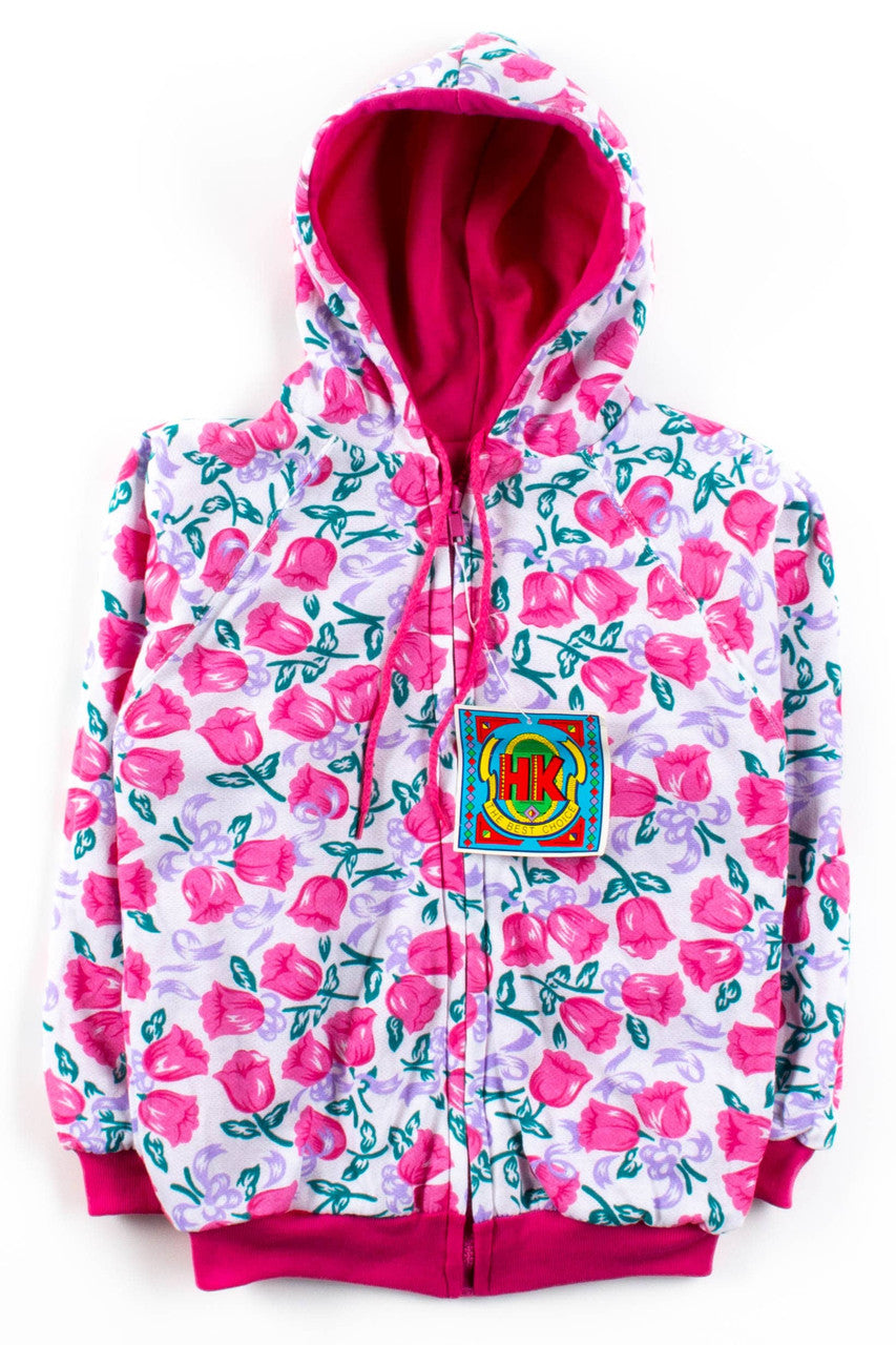 Reversible Pink Floral Zip Hoodie