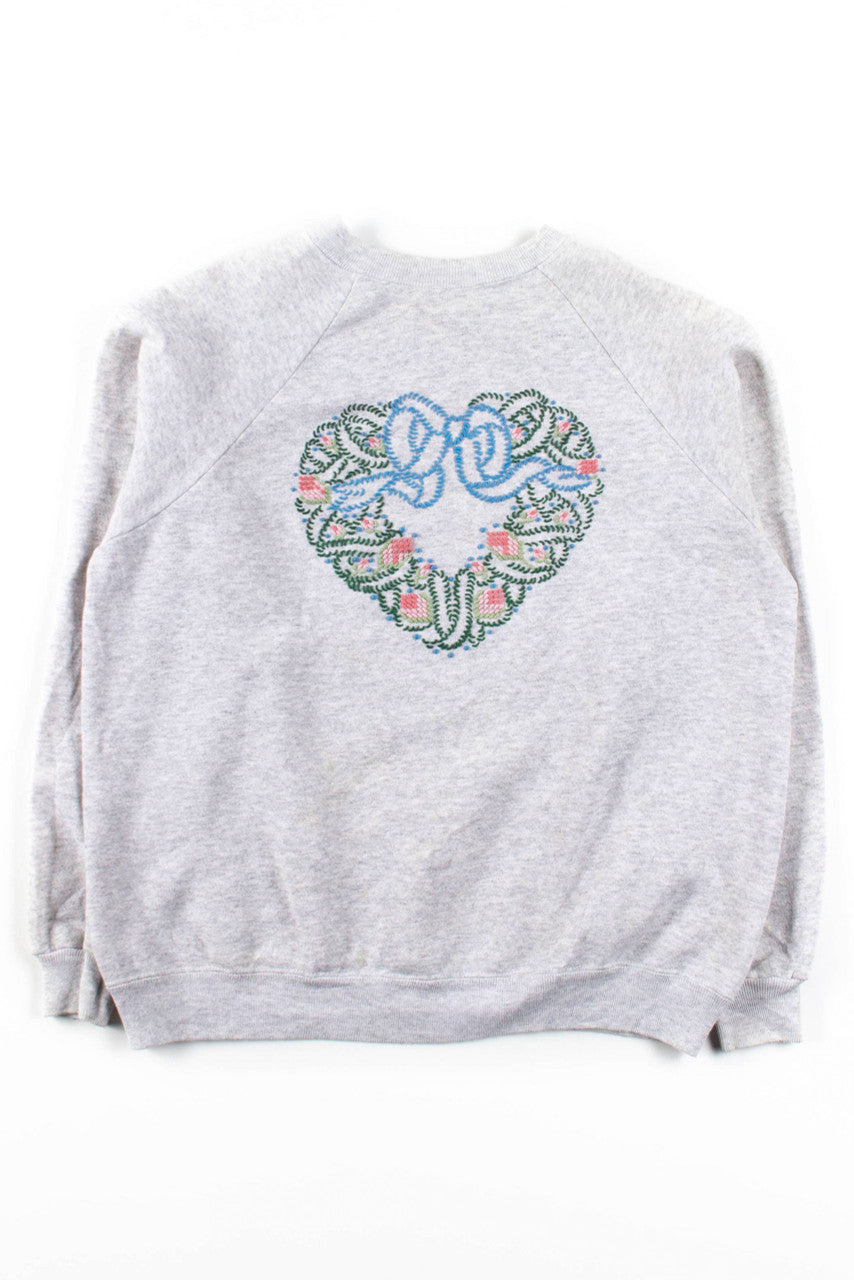 Heart Wreath Applique Sweatshirt