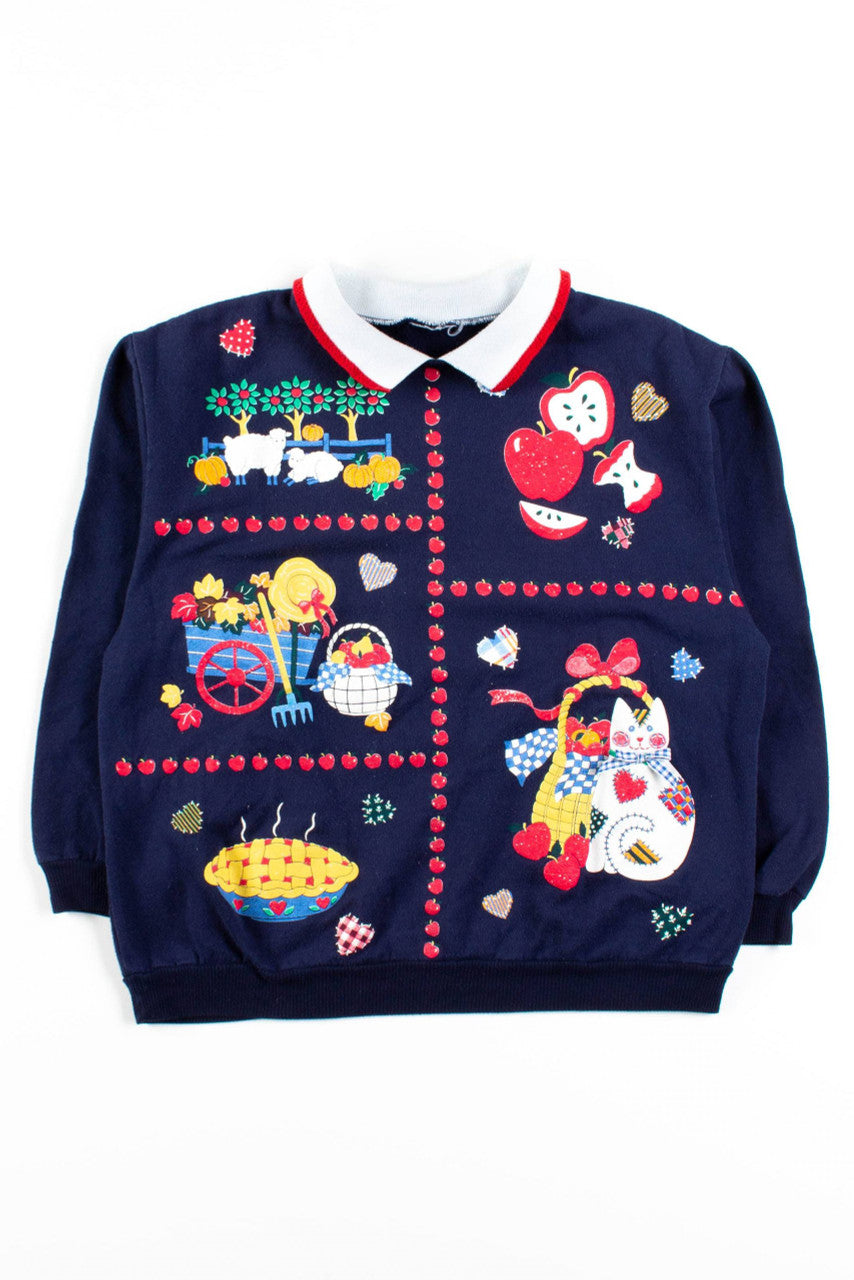 Apple Fall Harvest Collared Sweatshirt