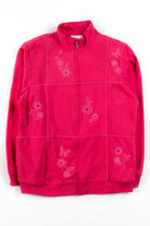 Pink Floral Beaded Zip Sweatshirt