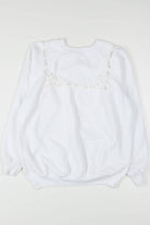 White Cut Out Crochet Detail Sweatshirt