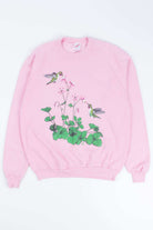 Vintage Light Pink Humming Birds Sweatshirt