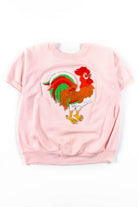 Pink Rooster Short Sleeve Sweatshirt