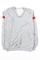 Grey Striped V-Neck Vintage Sweatshirt