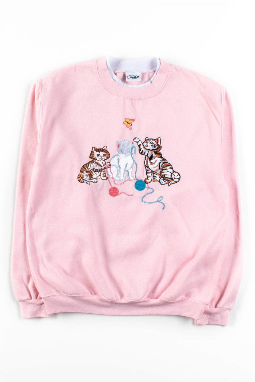 Cats Play Embroidered Sweatshirt