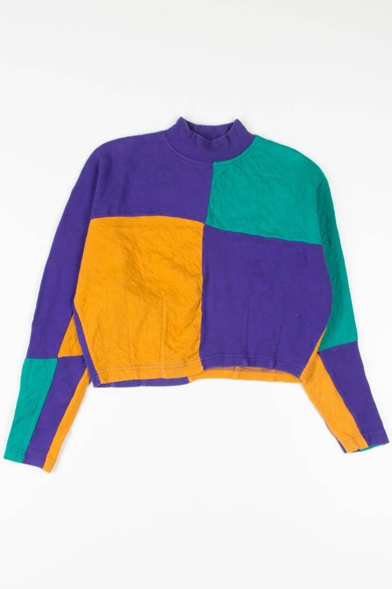 Mardi Gras Color Block Cropped Sweatshirt