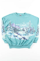 Minty Landscape Allover Graphic Sweatshirt