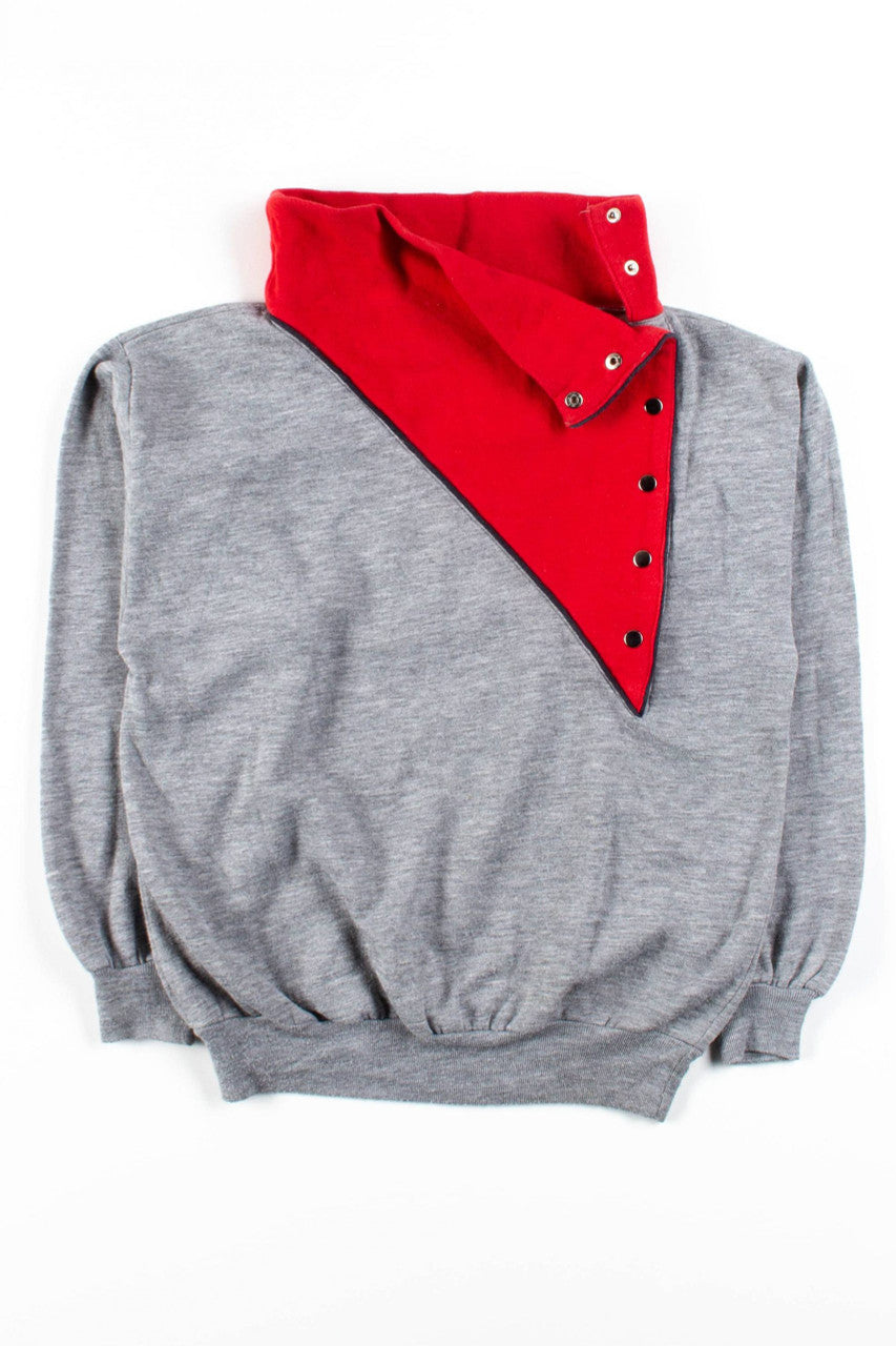 Vintage Asymmectrical Snap Collar Sweatshirt