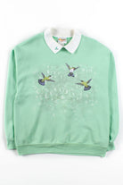 Mint Hummingbirds Collared Sweatshirt