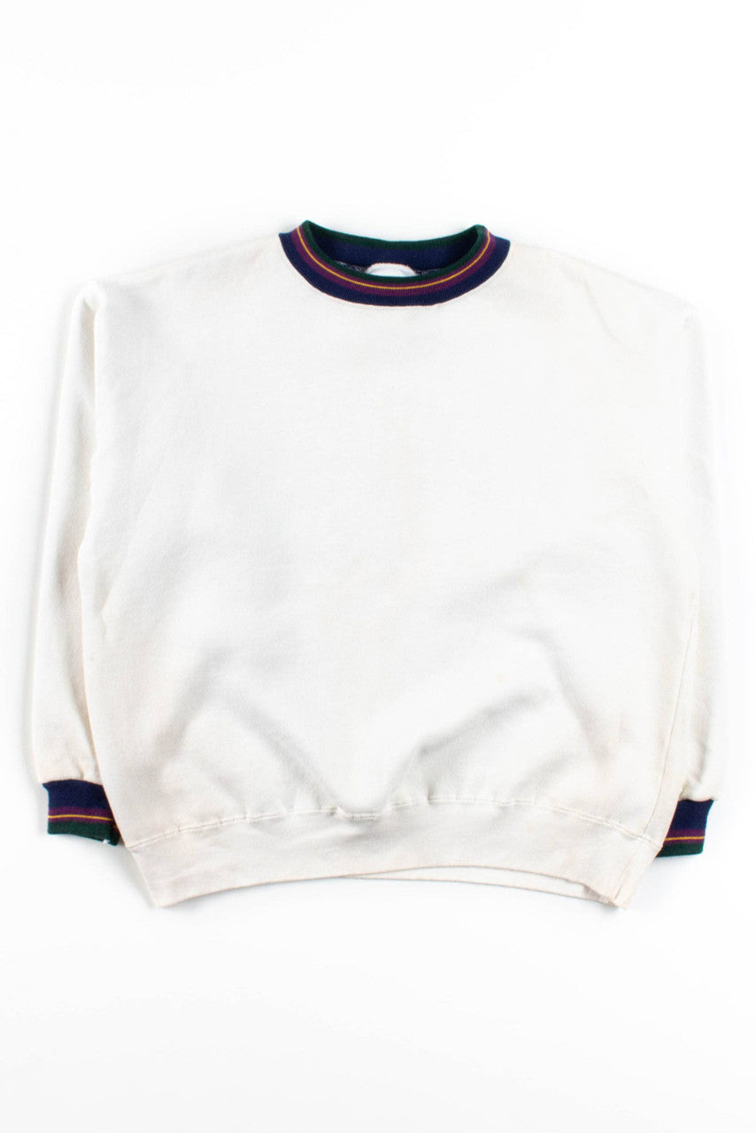 White & Navy Ringer Sweatshirt