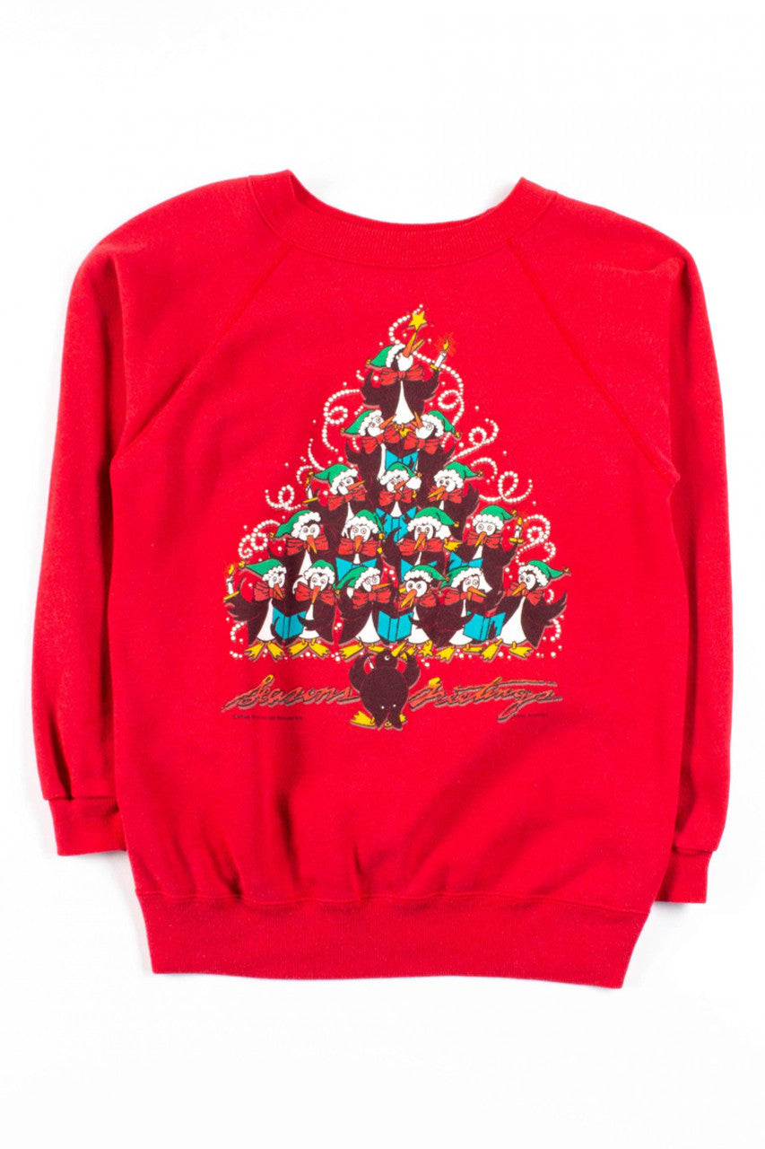 Season's Greetings Penguin Choir Sweatshirt