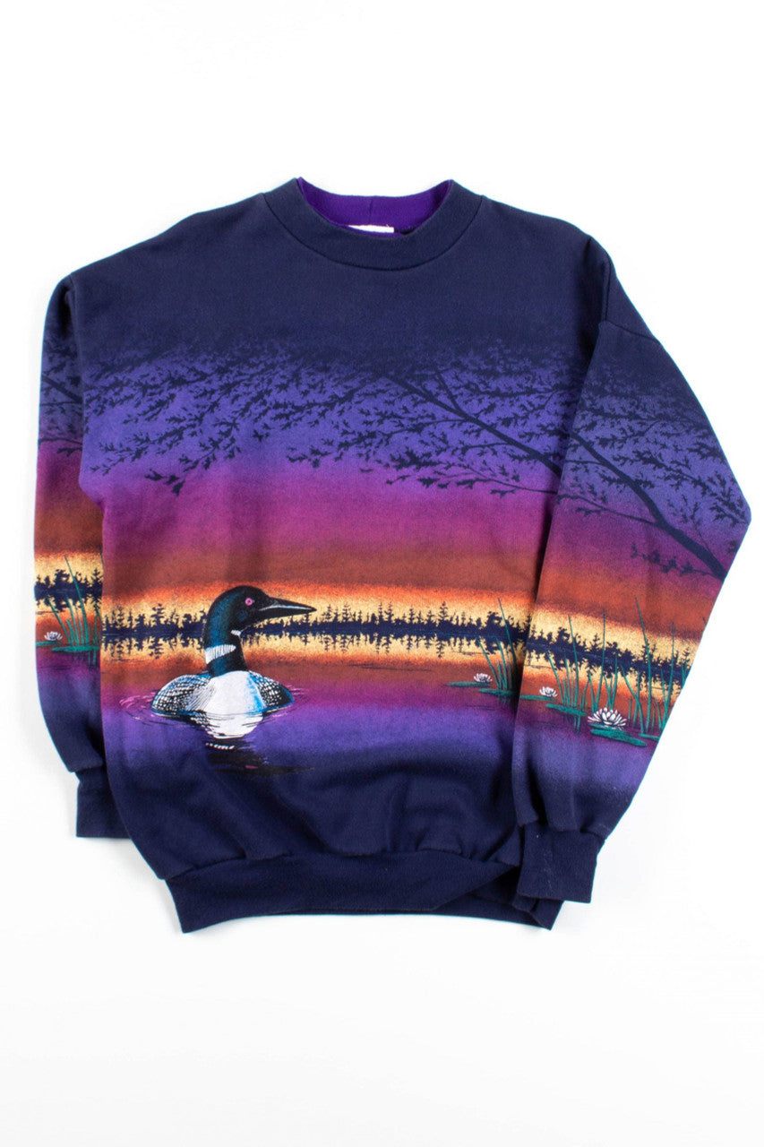 Loon At Dusk Allover Graphic Sweatshirt