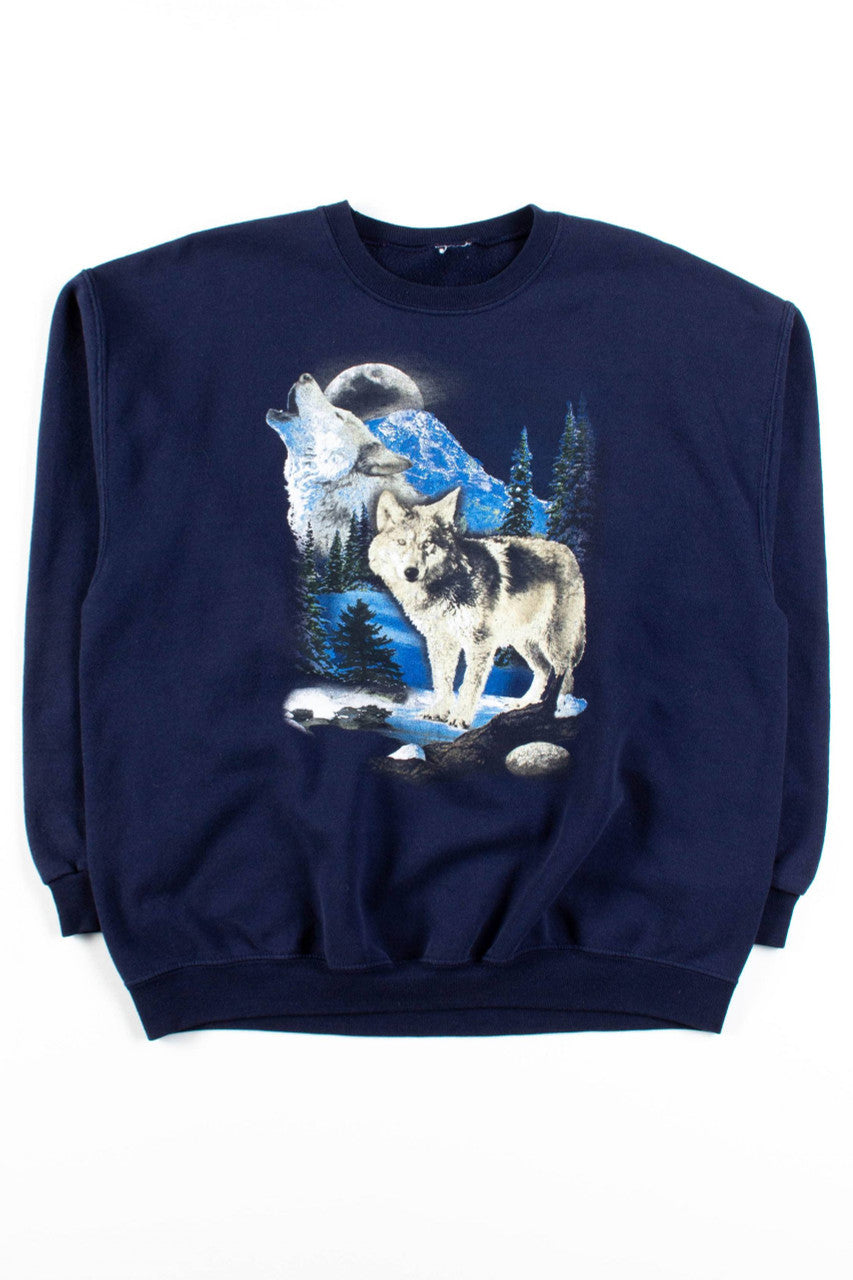 Howling Wolf Print Sweatshirt