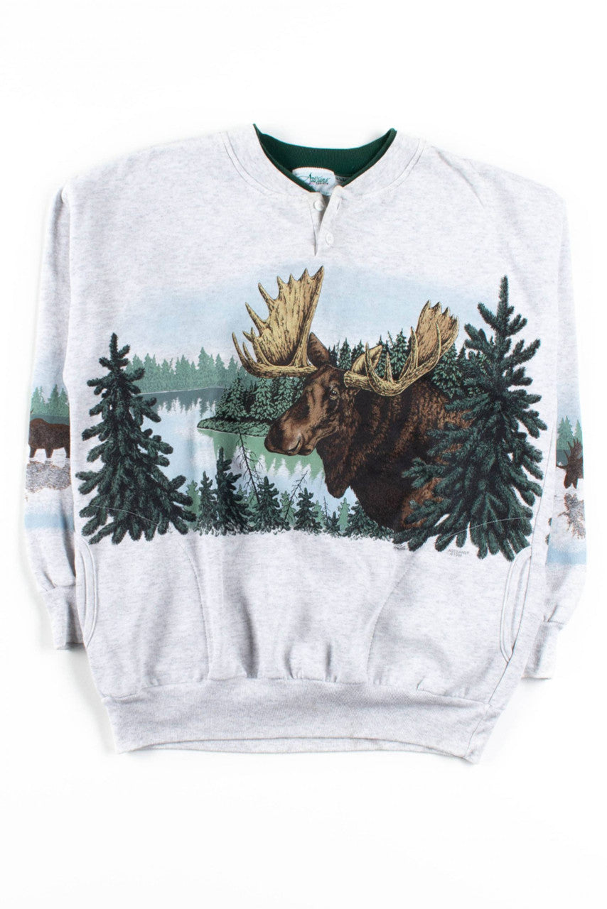 Allover Graphic Moose Sweatshirt