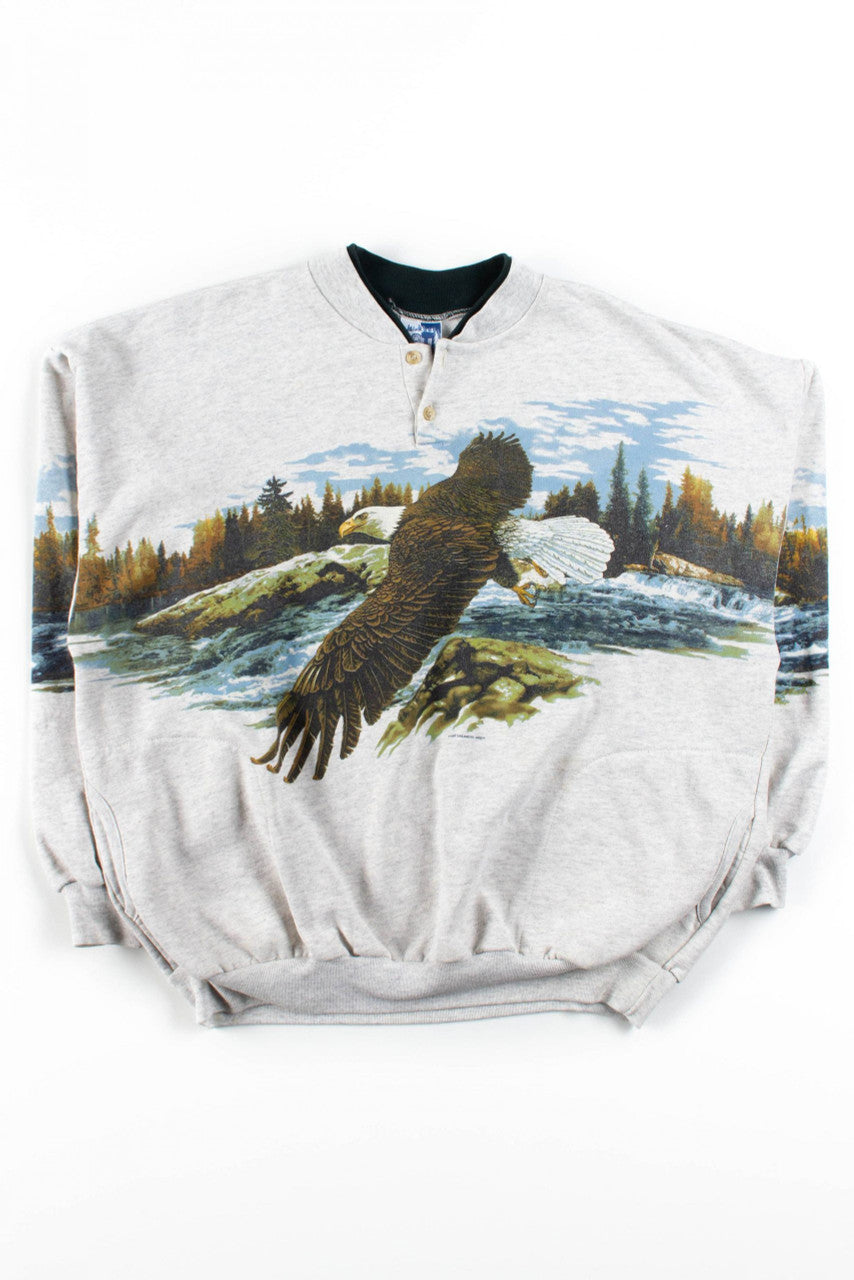 Allover Graphic Bald Eagle Sweatshirt