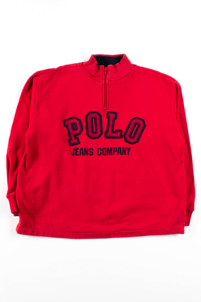 Red Polo Quarter Zip Sweatshirt