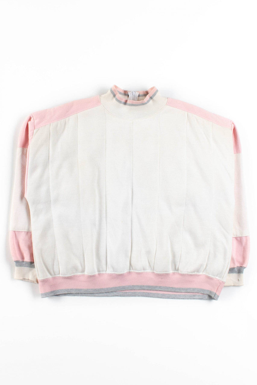 Cropped Quilted Pink & White Sweatshirt