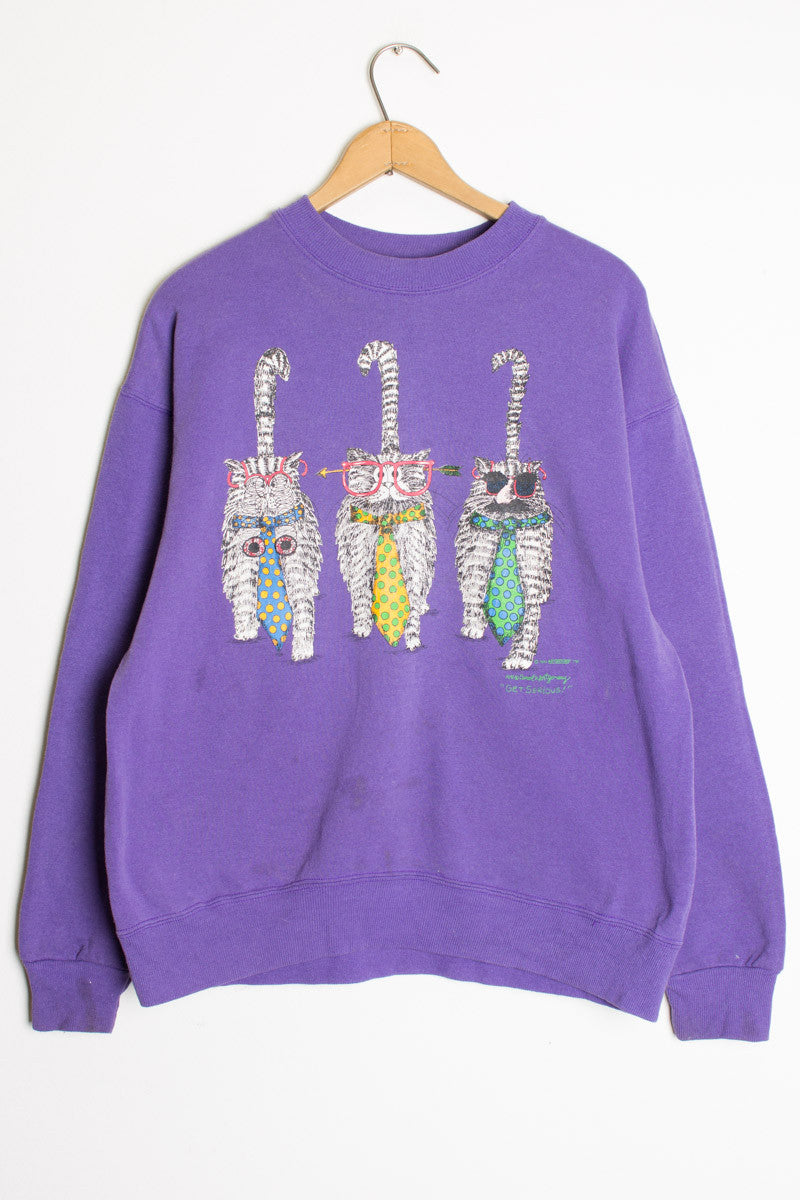 "Get Serious" Cat Vintage Sweatshirt