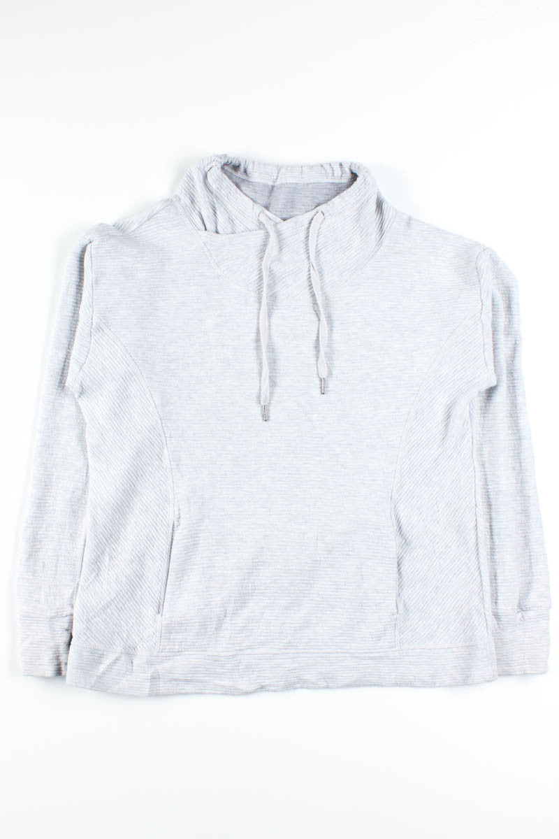Grey Ribbed Shawl Neck Sweatshirt