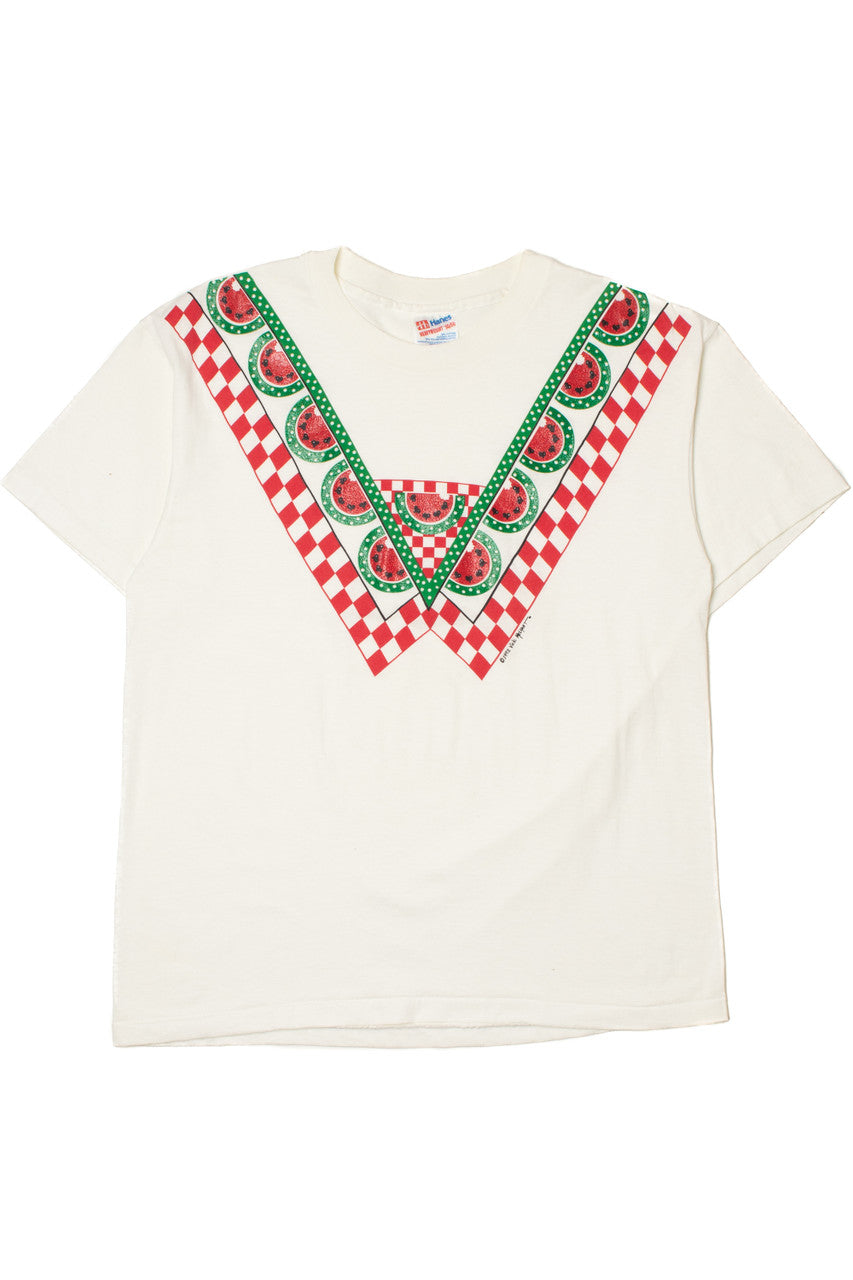 Vintage Watermelon Collar Graphic T-Shirt