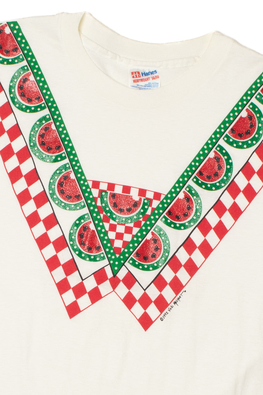 Vintage Watermelon Collar Graphic T-Shirt