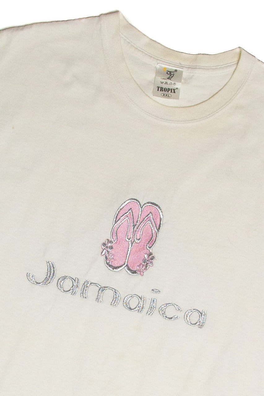 Vintage Jamaica Embroidered Sandals T-Shirt