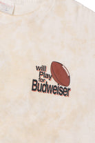 Vintage "Will Play For Budweiser" Football Beige Tie-Dye T-Shirt