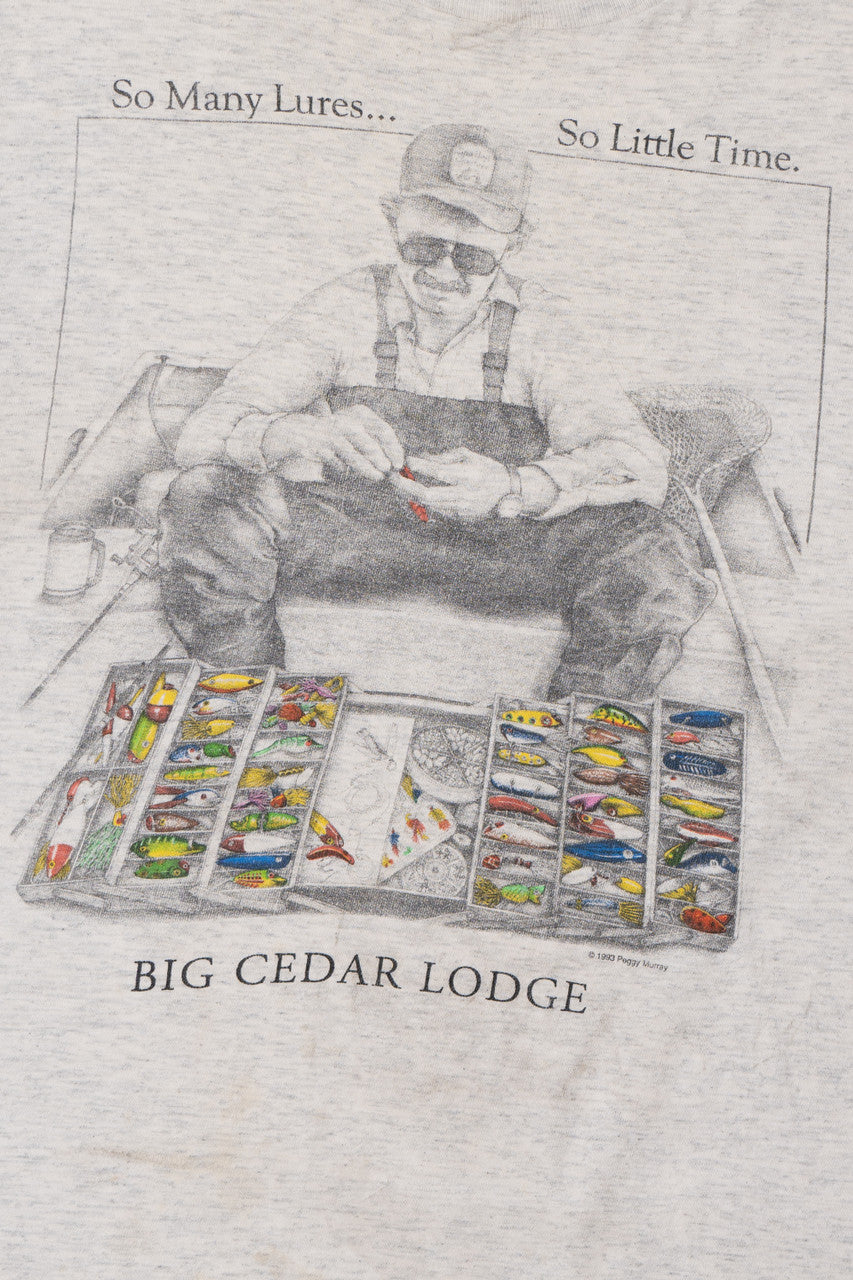 Vintage "So Many Lures... So Little Time" Big Cedar Lodge Fishing T-Shirt