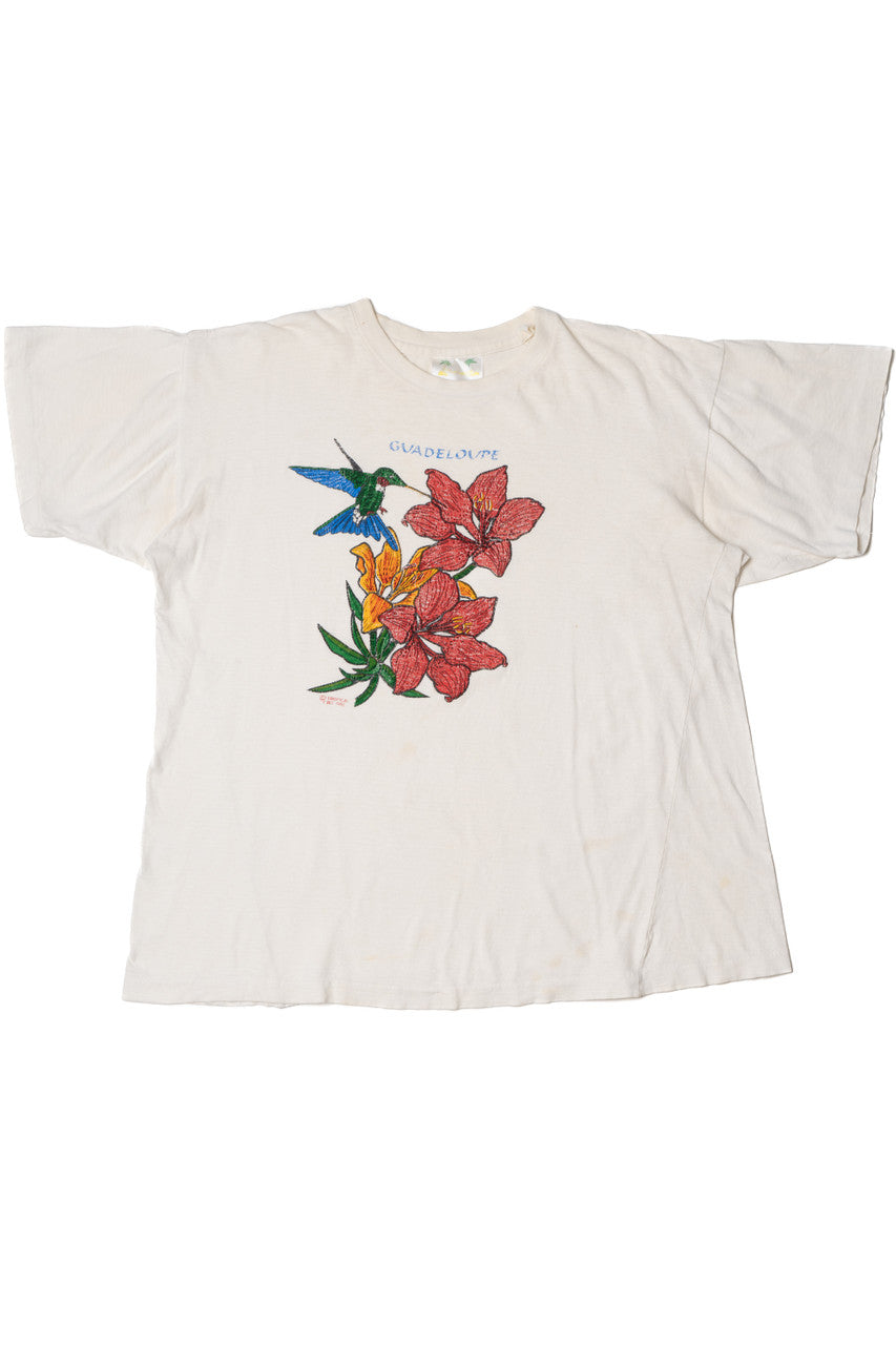 Vintage 1995 Distressed "Guadeloupe" Hummingbird T-Shirt