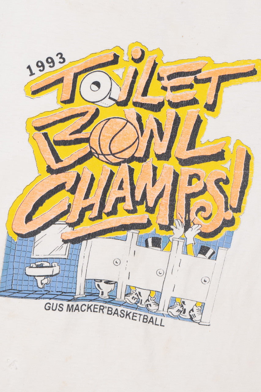 Vintage 1993 "Toilet Bowl Champs!" Gus Macker Basketball T-Shirt