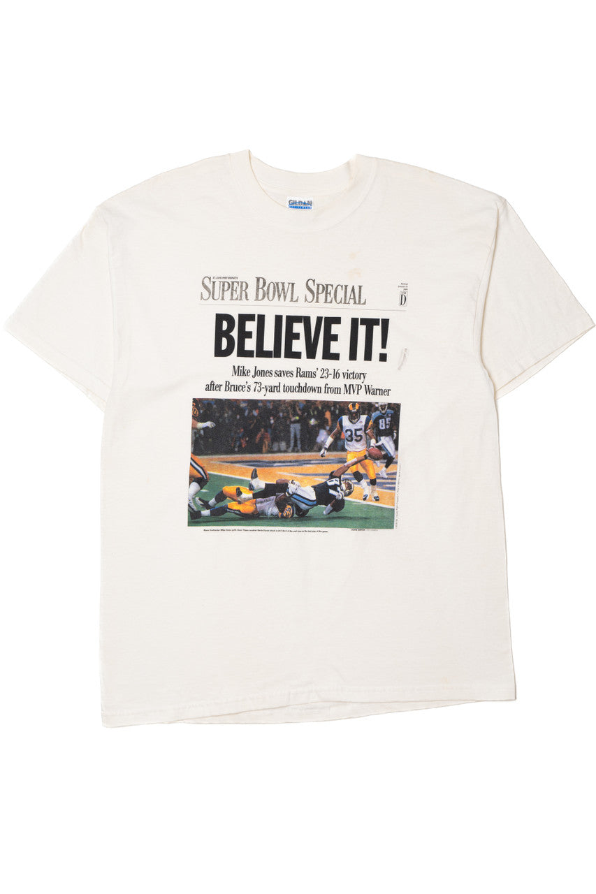 Vintage 2000 "Super Bowl Special" Rams Victory Headline T-Shirt