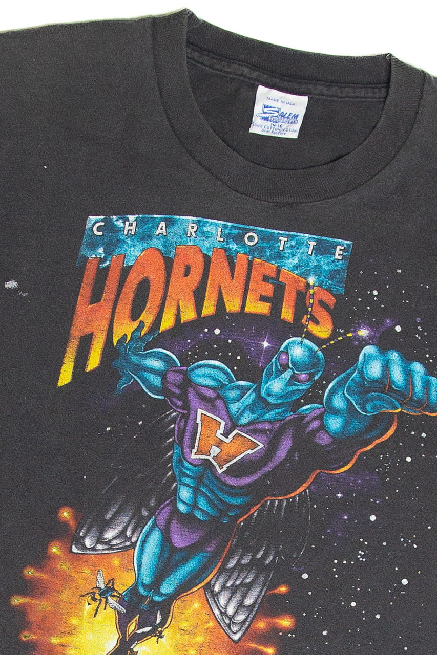 Vintage Charlotte Hornets Superhero T-Shirt