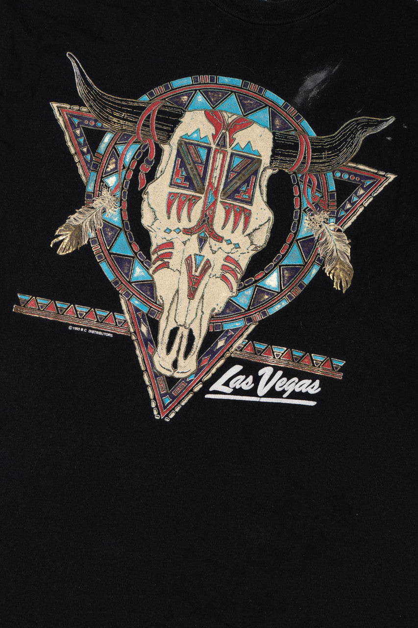Vintage 1993 "Las Vegas" Native Print Skull T-Shirt