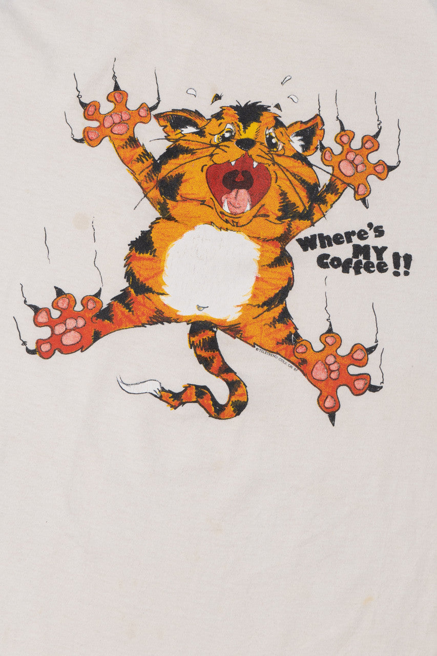 Vintage "Where's My Coffee" Cat Alore Raglan T-Shirt