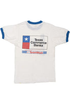 Vintage Texas Commerce Banks "Walking Tall" Front/Back Print Ringer T-Shirt