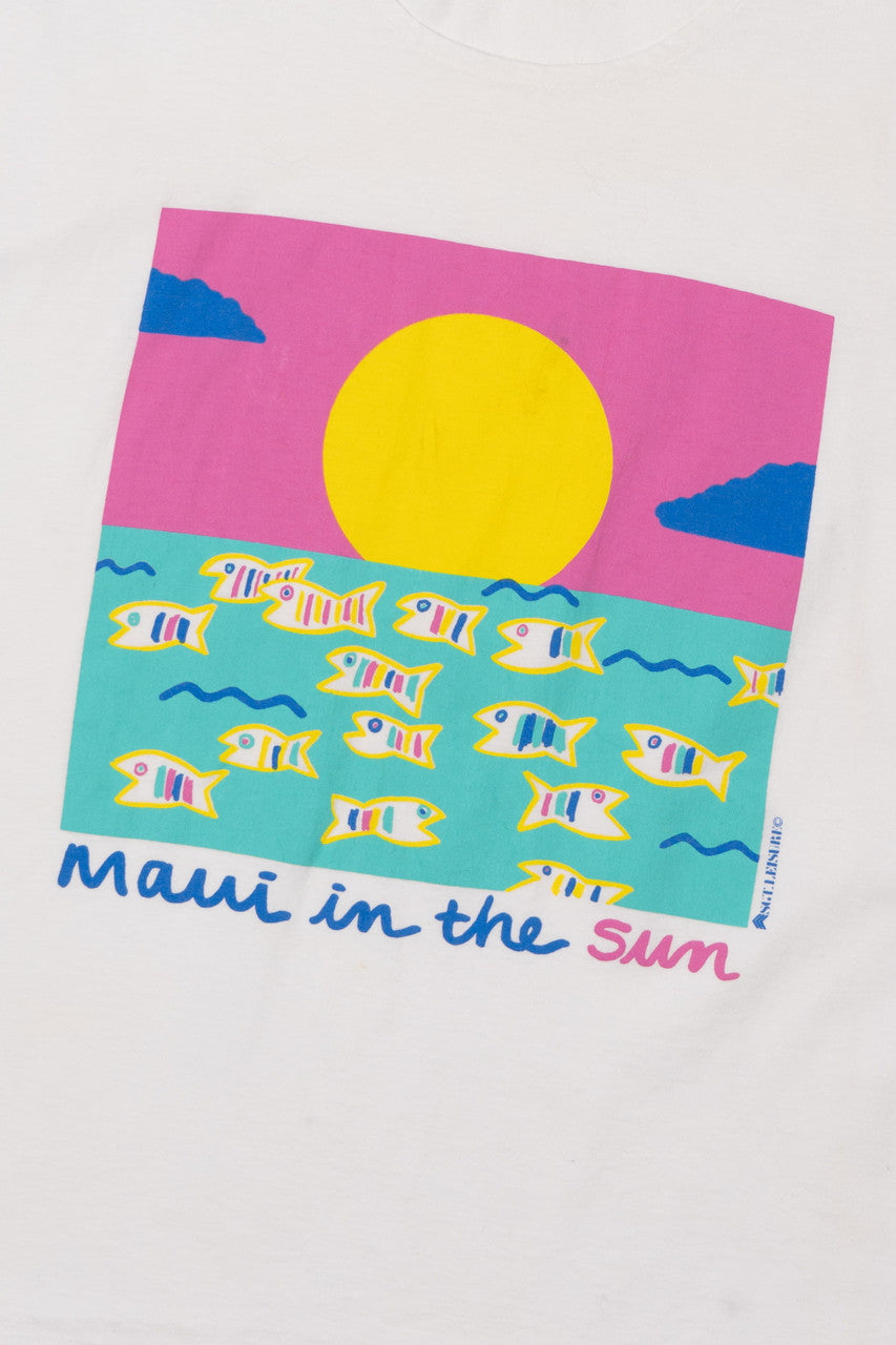 Vintage "Maui In The Sun" Cute Fish At Sunset T-Shirt