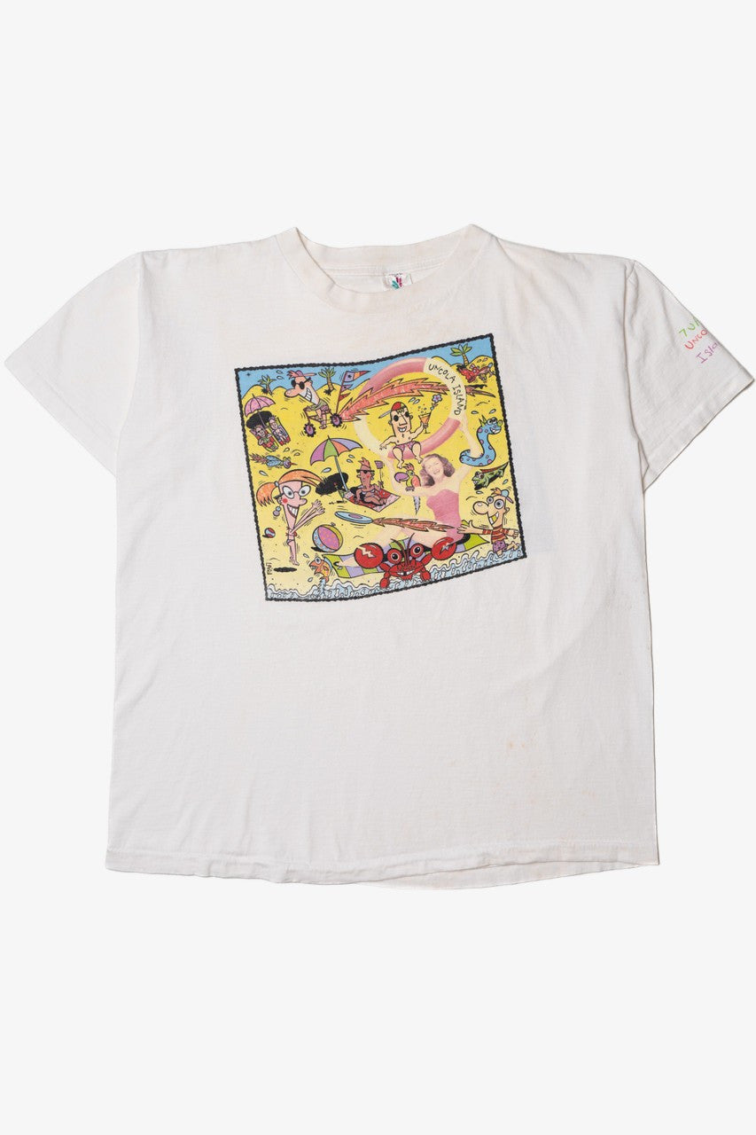 Vintage "7 UP Uncola Island" Front/Back Print National Mills T-Shirt