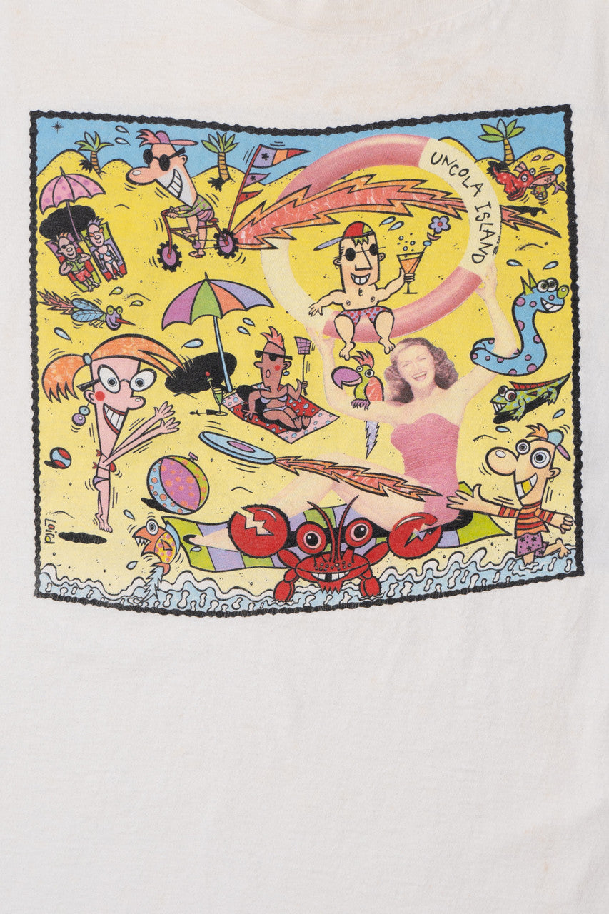 Vintage "7 UP Uncola Island" Front/Back Print National Mills T-Shirt