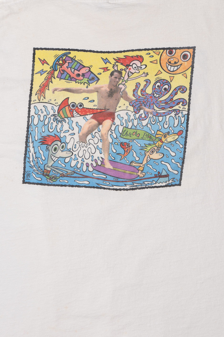 Vintage "7 UP Uncola Island" Front/Back Print National Mills T-Shirt