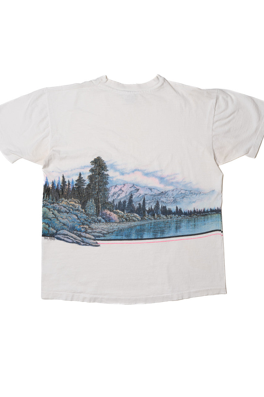 Vintage 1991 Distressed "Colorado" Mountain View Wraparound Print T-Shirt