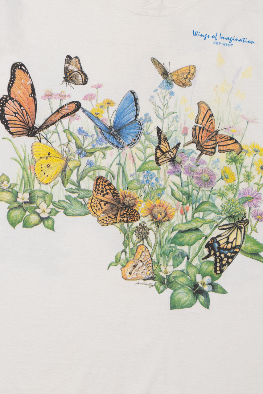 Vintage 1996 "Wings Of Imagination" Butterfly Front/Back Print T-Shirt