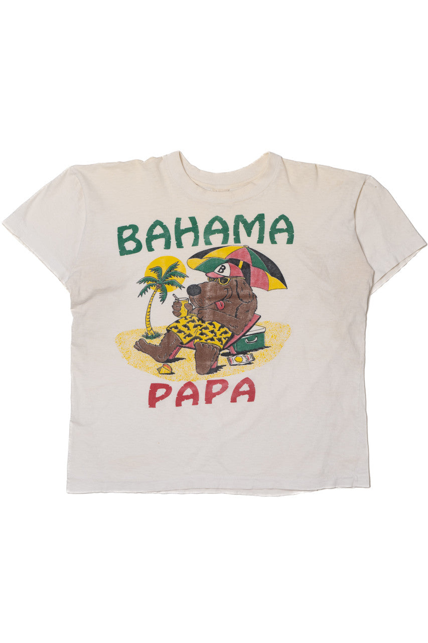 Vintage Distressed "Bahama Papa" Dog On The Beach T-Shirt