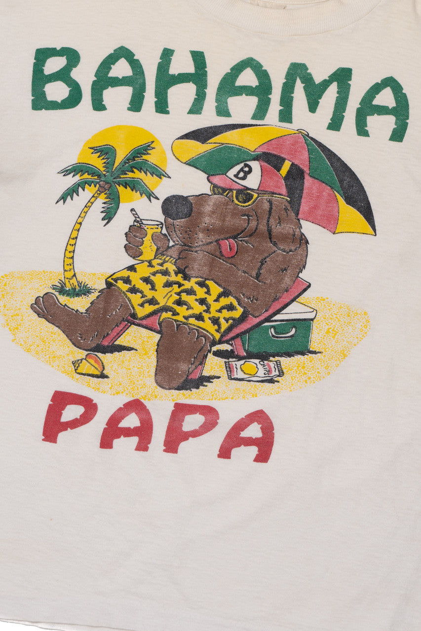 Vintage Distressed "Bahama Papa" Dog On The Beach T-Shirt